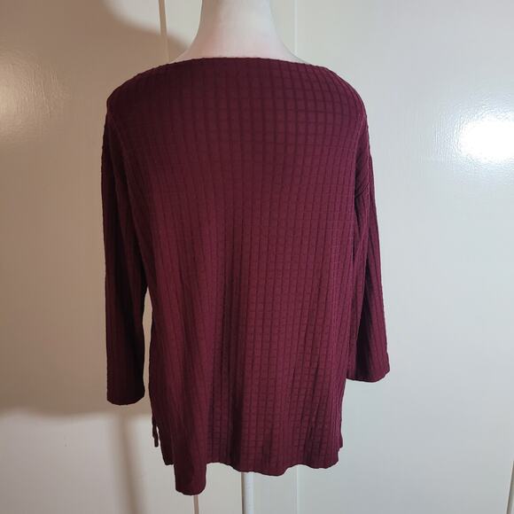 J. Jill	Size	XS Wearever Collection Square Design 3/4 Sleeve Maroon Tunic Top - Picture 3 of 9